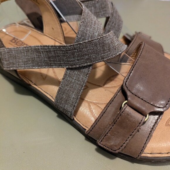 BORN Britton Leather Strappy Sandals 10 Brown Tan Cushioned Comfortable Flats - Picture 5 of 8